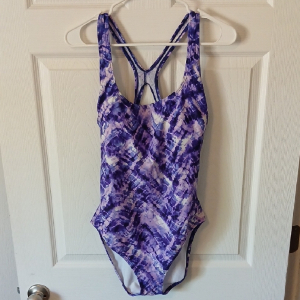 Speedo Purple and White Swimsuit Size 16